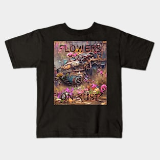 Flowers on Rust, Colorful Algoart Kids T-Shirt